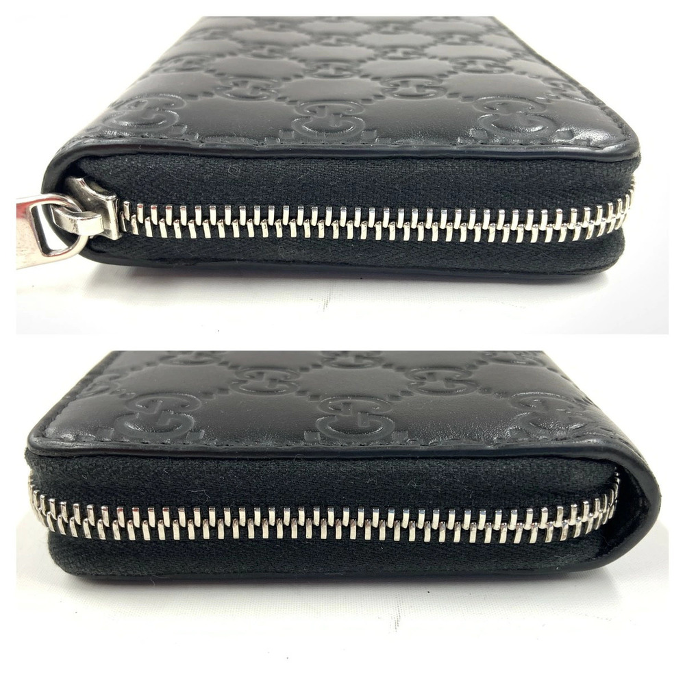 GUCCI Signature Leather Zip Around Wallet Round Zipper Long Black - Picture 4 of 9